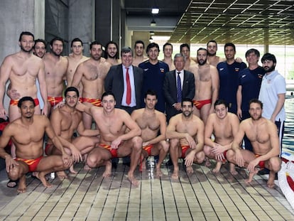 La selecci&oacute;n espa&ntilde;ola, durante la preparaci&oacute;n en Madrid.