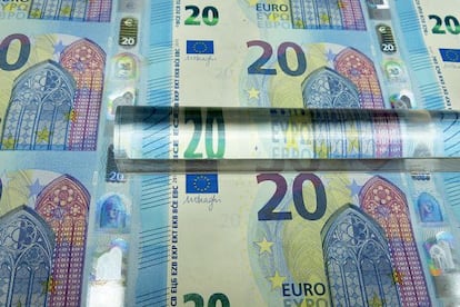 Proceso de producción de los nuevos billetes de 20 euros.
