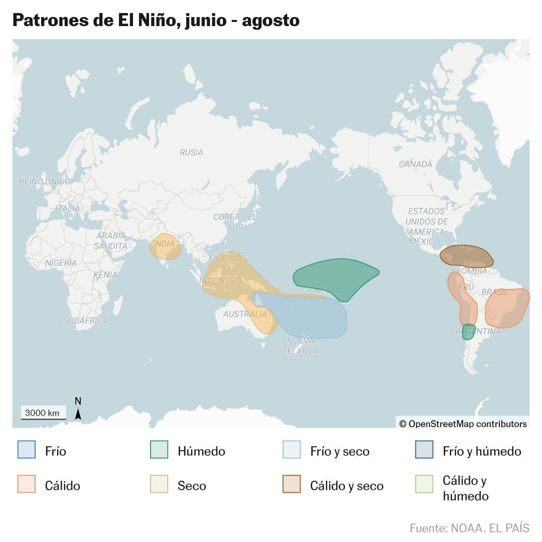 Patrones de El Niño, junio - agosto
