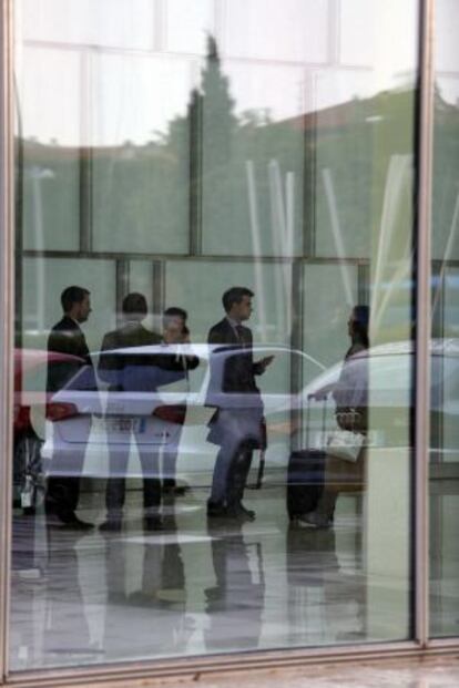 Trabajadores en el distrito financiero de Madrid