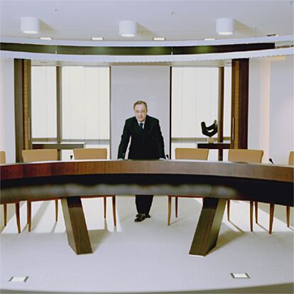 Florentino Pérez, en la sede de ACS, la empresa de construcción que preside.