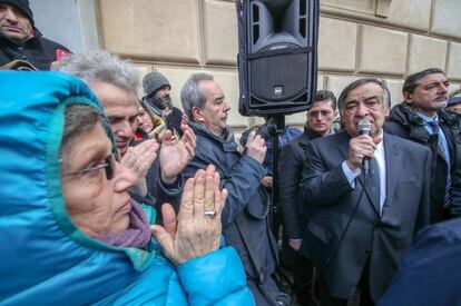 L'alcalde de Palerm, Leoluca Orlando, en un acte polític divendres passat.