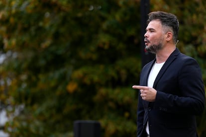 Gabriel Rufián durante el acto de ERC en octubre.