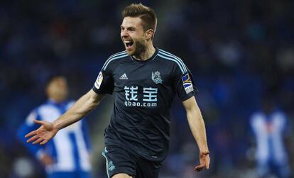 Illarramendi celebra su gol ante el Espanyol.