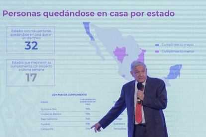 El presidente de México, Andrés Manuel López Obrador, en rueda de prensa el 24 de abril.