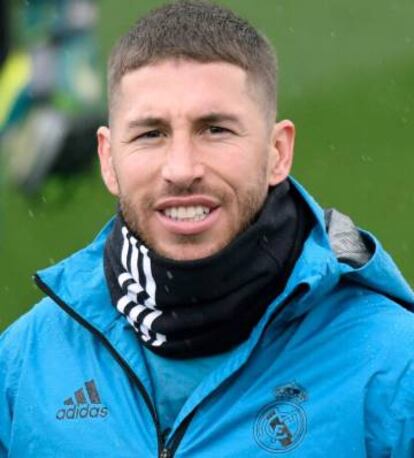 Sergio Ramos, durante un entrenamiento en la ciudad deportiva de Valdebebas este martes.