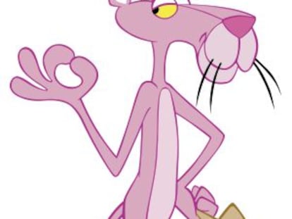 Um desenho da Pantera cor-de-rosa, personagem legendário da animação.