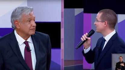 López Obrador y Anaya en un momento del debate. 