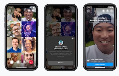 Capturas de pantalla de Rooms, la nueva aplicación de videollamadas de Facebook.