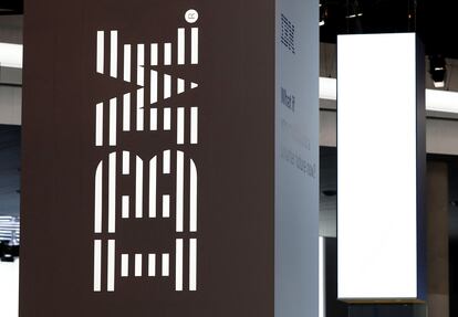 Logo de IBM en el Mobile World Congress de Barcelona.