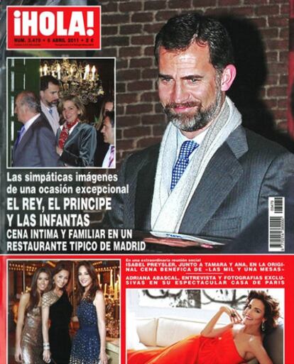 Portada de la revista <i>¡Hola!</i> del 30 de marzo de 2011