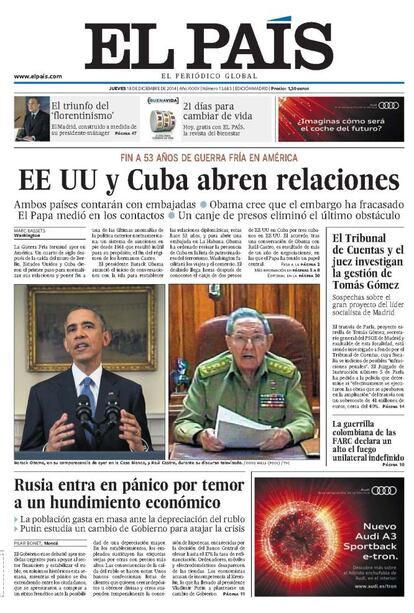 Obama y Raúl Castro anunciaron el 17 de diciembre de 2014 que EE UU y Cuba empezaban a dar sus primeros pasos hacia la normalización de una relaciones diplomáticas rotas desde hacía 53 años. La mediación del papa Francisco y un canje de presos fueron clave para que el proceso se pusiera en marcha.<p> <b>Noticia</b>: <a href="http://internacional.elpais.com/internacional/2014/12/17/actualidad/1418825186_663350.html" target="blank">Nueva era entre dos históricos adversarios</a>