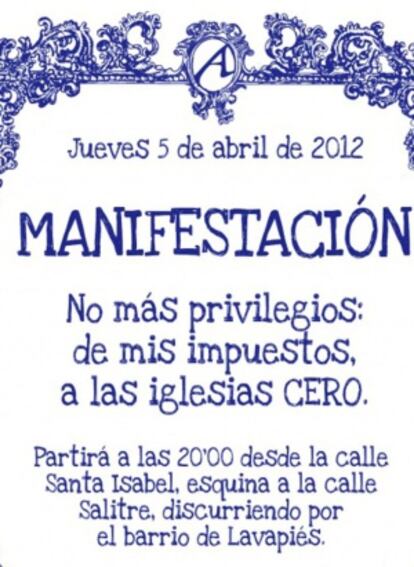 Cartel de la manifestación atea.