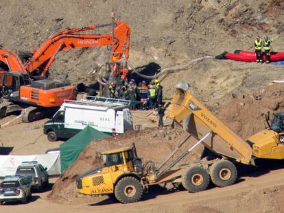 La excavación de la galería horizontal para llegar hasta Julen, el niño de 2 años que cayó el pasado 13 de enero a un pozo en Totalán(Málaga). 