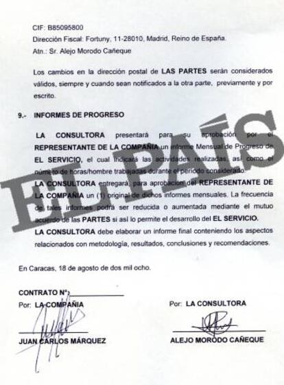 Contratos firmados entre Juan Carlos Márquez y Alejo Morodo.