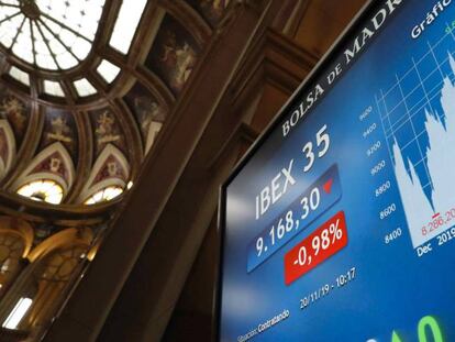 Vista del principal indicador de la Bolsa española, el Ibex 35.