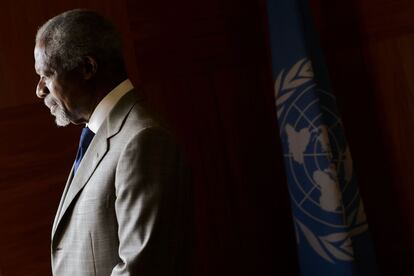 Kofi Annan, enviado especial de la ONU y la Liga Árabe a Siria, en la sede de Naciones Unidas en Génova, en 2012.