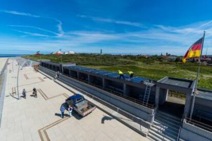 Paneles solares en el acuario de Borkum.