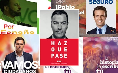 Carteles de los principales partidos para las elecciones generales celebradas el pasado 28-A.