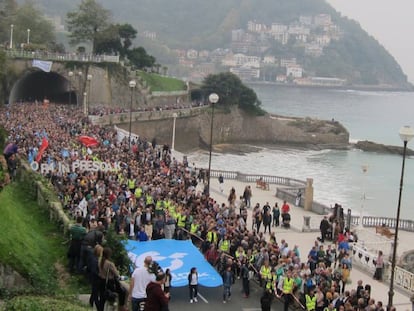Manifestación en favor de los presos de ETA, a mediados de octubre en San Sebastián.