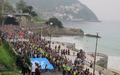 Manifestación en favor de los presos de ETA, a mediados de octubre en San Sebastián.