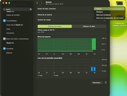 Gestión de energía del MacBook Neo