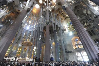 The interior of the Sagrada Familia in Barcelona during Pope Benedict XVI's recent visit.