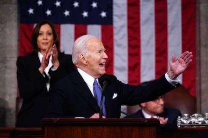 Joe Biden, en uno de los momentos de mayor intensidad de su intervención. 