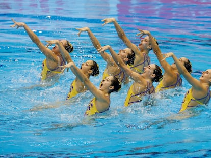 El equipo español, durante la final.