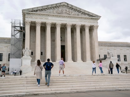 Visitors tour the Supreme Court in Washington, Monday, Sept. 25, 2023.