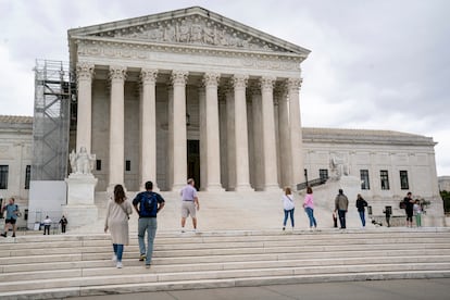 Visitors tour the Supreme Court in Washington, Monday, Sept. 25, 2023