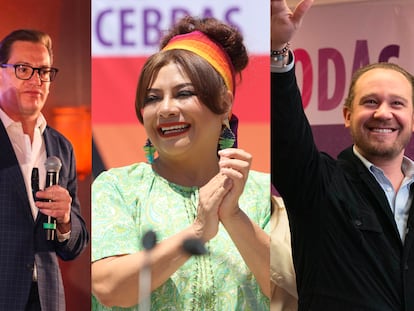 Salomón Chertorivski, Clara Brugada, Santiago Taboada, candidatos a la Jefatura de Gobierno de Ciudad de México.