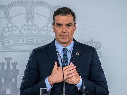El presidente del Gobierno, Pedro Sánchez, este martes, tras la reunión del Consejo de Ministros.