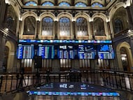 Paneles de la Bolsa española.