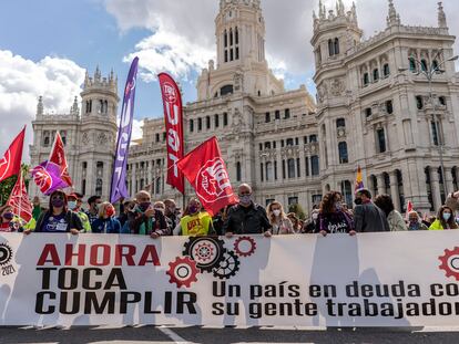 Manifestación por el Día Internacional del Trabajo en Madrid en 2021.