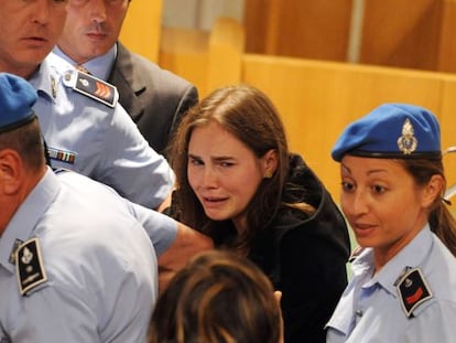 Amanda Knox, tras la absolución.