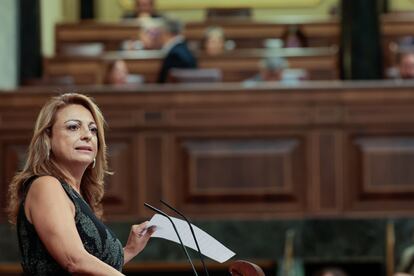 La diputada de Coalición Canaria, Cristina Valido, en la segunda jornada del debate de investidura de Feijóo, este miércoles.
