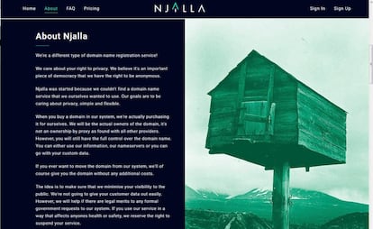 Pàgina web de Njalla.