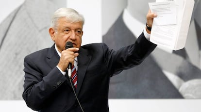 El presidente electo de México, Andrés Manuel López Obrador, durante una conferencia de prensa en Ciudad de México.