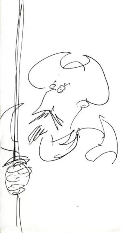 Dibujo realizado para EL PAÍS por Terry Gilliam con su Quijote idílico.