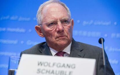 El ministro de Finanzas alem&aacute;n, Wolfgang Sch&auml;uble, este jueves en Washington. 