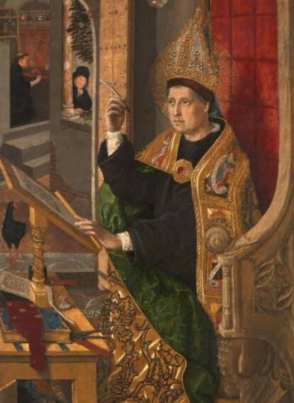 Detalle de <i>San Agustín en su estudio</i> (1477-1485).