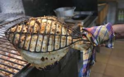 Rodaballo a la parrilla en el Asador Astillero, en Getaria.