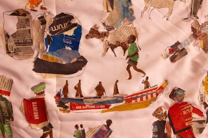 <p>Detalle de un ‘collage’ textil y de papel (Foto: Jarmo Pikkujamsa) de la artista taiwanesa Ro-Chu Chiu.</p><p>Waaw es una residencia de artistas cuyo objetivo es la promoción de las culturas senegalesa y africana, que recibe a profesionales de todos los ámbitos de la creación provenientes de todo el mundo. Desde que abrió sus puertas en octubre de 2012, Waaw —cuyo nombre significa ‘sí’ en wolof— ha acogido a más de 200 artistas de 30 países.</p>