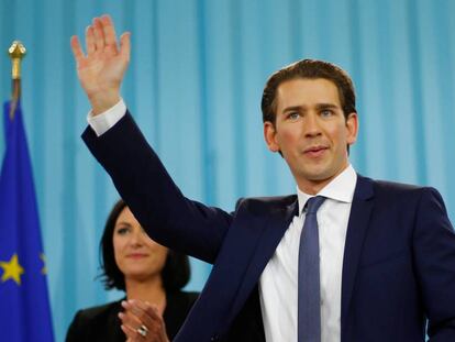 El candidato conservador a canciler de Austria, Sebastian Kurz, tras ganar las elecciones del 15 de octubre. REUTERS/Dominic Ebenbichler