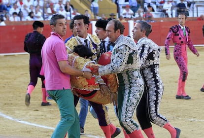 In this photo, members of his team transported an already unconscious Barrio to the infirmary. Barrio trained at La Escuela Taurina de El Espinar and had been bullfighting since 2007. His death is rekindling worldwide debates about the ethics of the ‘fiesta,’ as the activity is widely known.