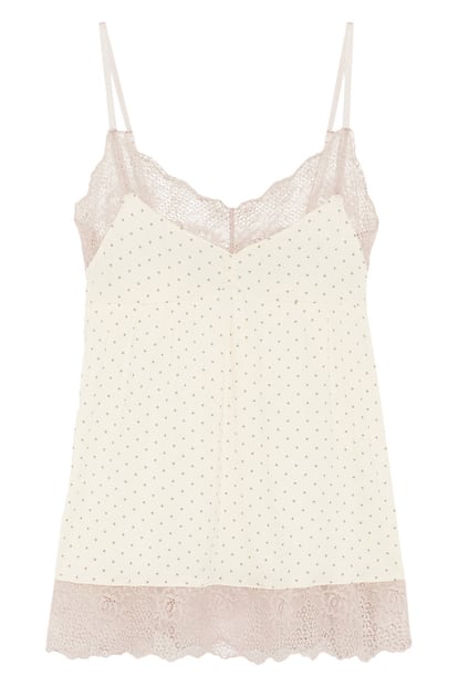 Top beige con lunares y encaje rosa de Eberjey (84 euros aprox).