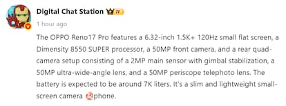 Datos del OPPO Reno17 Pro