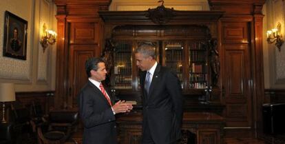 Obama y Pe&ntilde;a Nieto, en el Palacio Nacional.