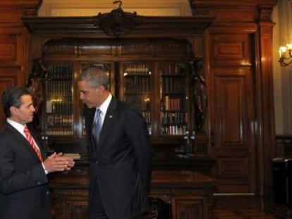 Obama y Pe&ntilde;a Nieto, en el Palacio Nacional.